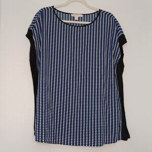Women's Michael Kors Lightweight Blue/Black/White Designer Top Size Large